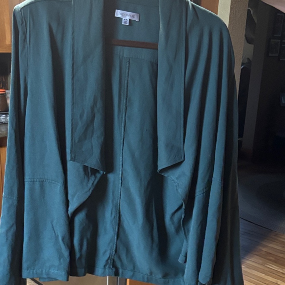Women's Green Open Front Jacket